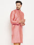 VASTRAMAY Men's Pink Silk Blend Kurta